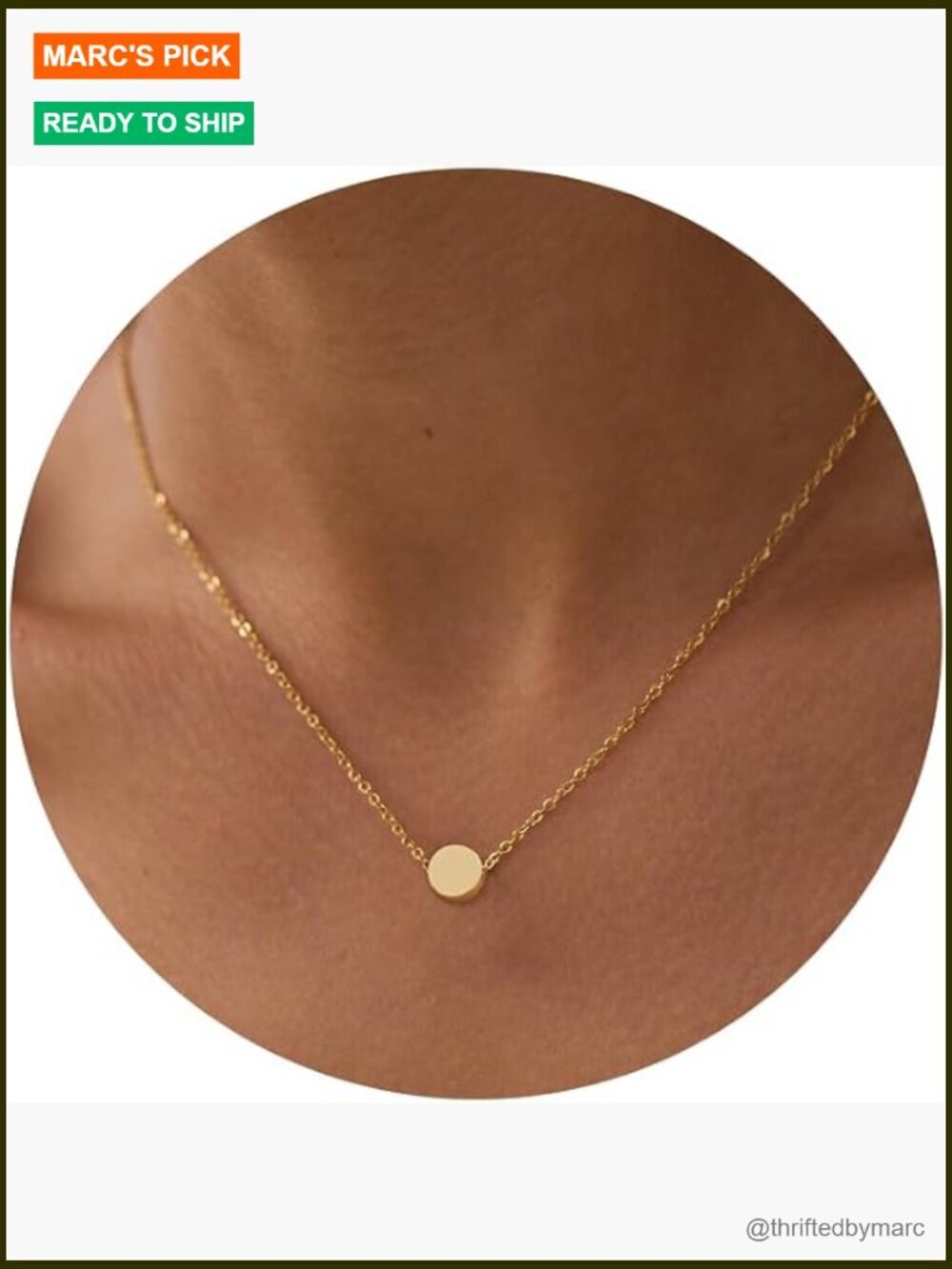 14K Gold Plated Circle CZ Pendant Necklace Dainty Twist Rope Chain